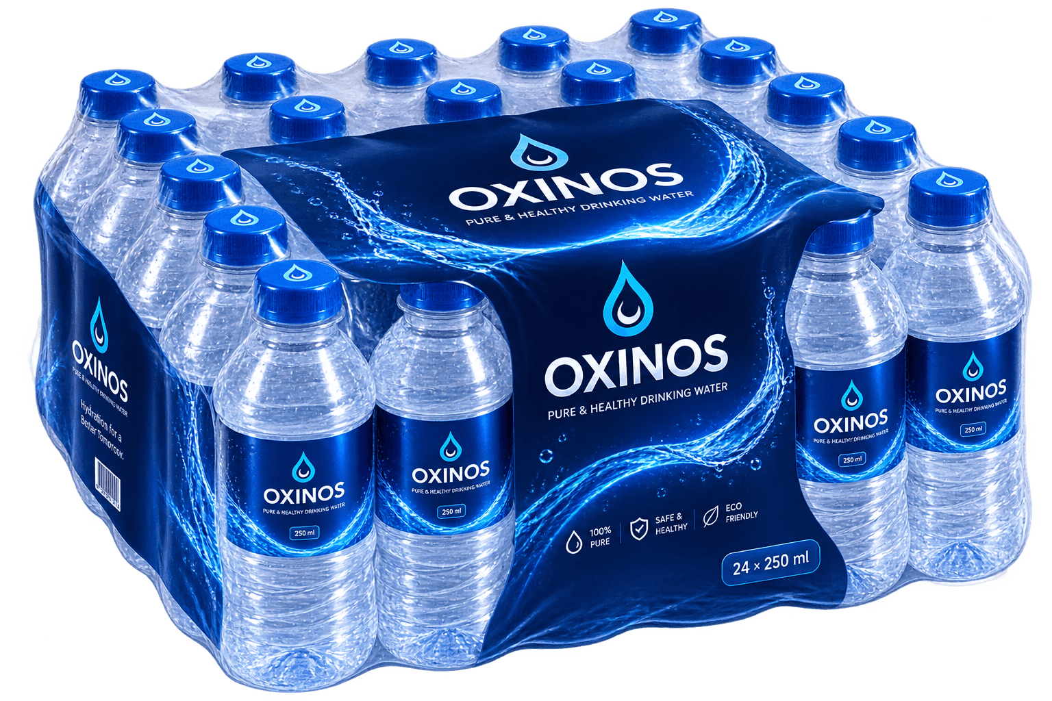 Oxinos 24 x 250 ml shrink-wrapped bottle packaging